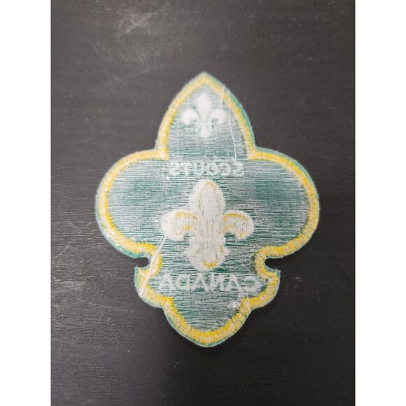 Scouts Canada Green Fleur-de-Lis Patch Embroidered Emblem Badge Uniform Crest - Picture 2 of 3